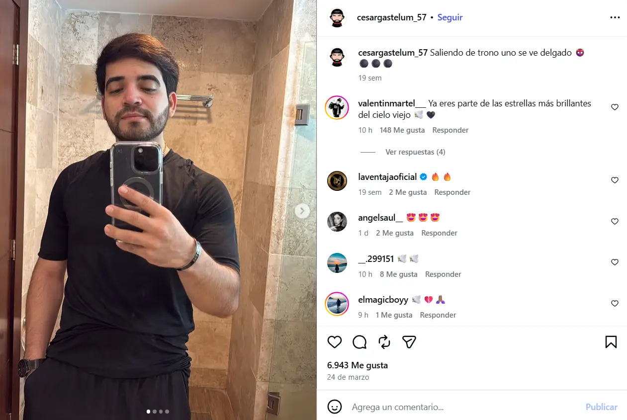 Foto del Instagram del influencer mexicano César Gastélum