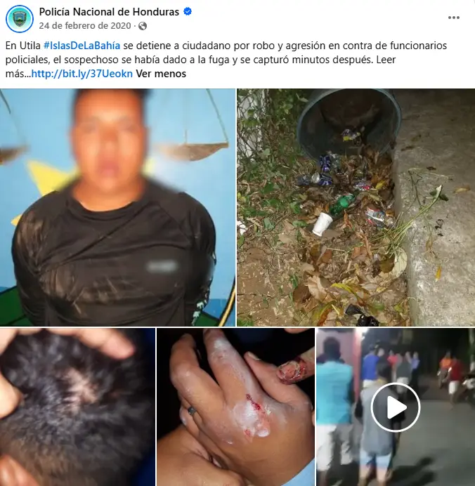 Informe de la Policía Nacional sobre la captura de Irvin Noel Hernández Altamirano en 2020