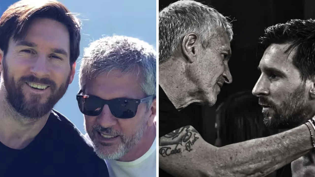 Collage de fotos de Messi con su padre 