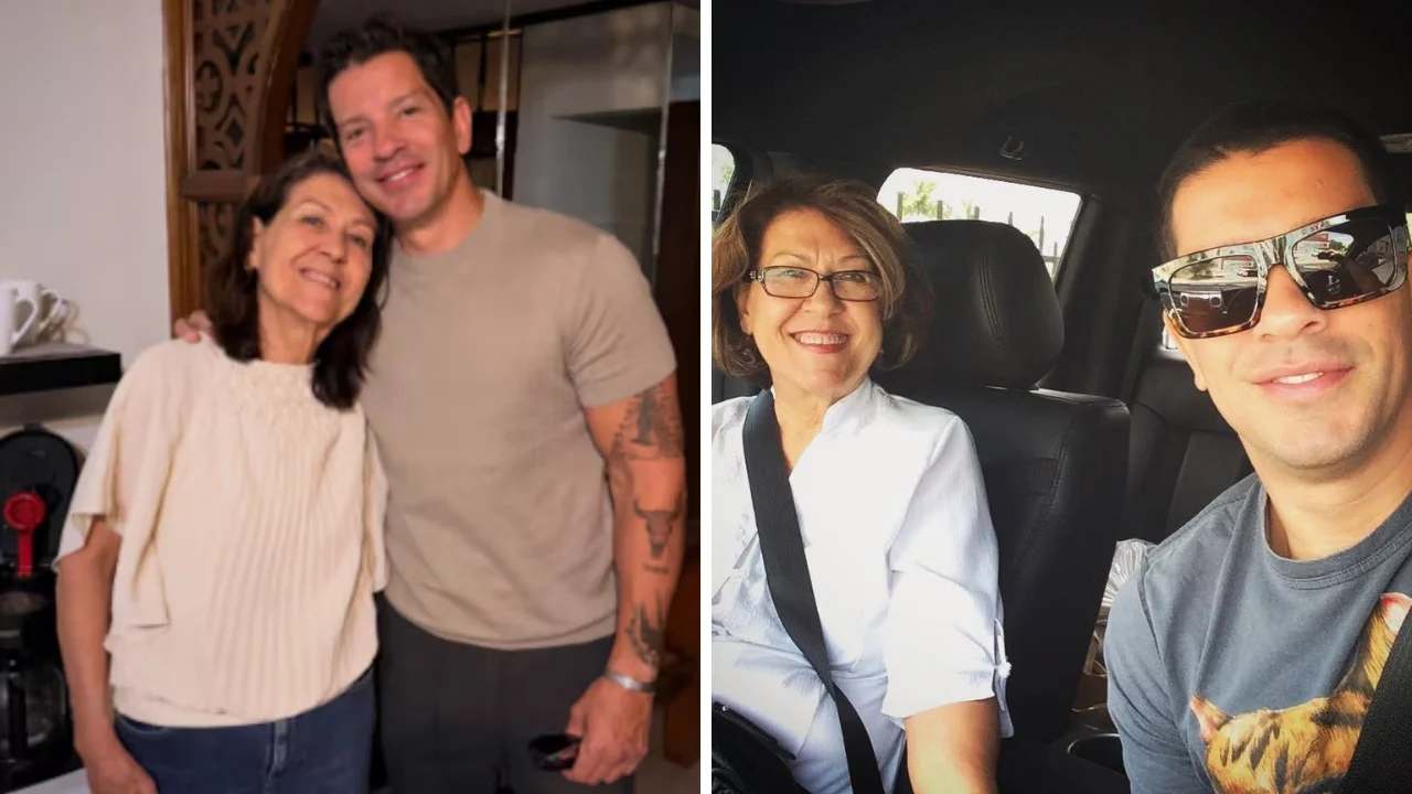 Collage de fotos de Yahir con su madre
