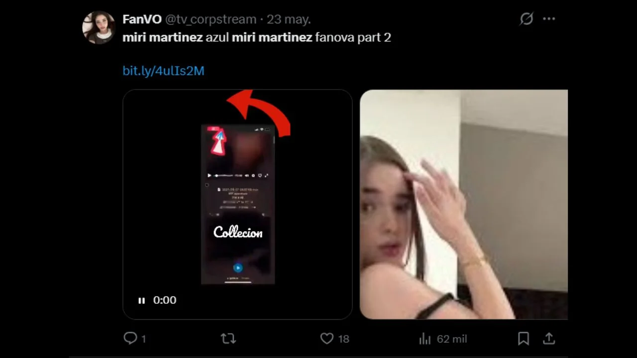 Publicación del video filtrado de Miri Martínez.