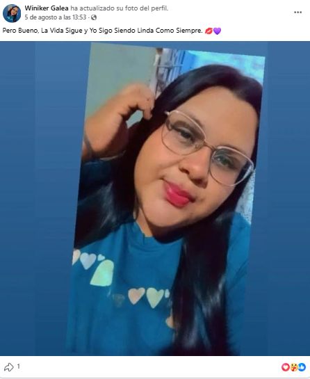 Facebook de Winiker Elena Galea, mujer asesinada en la vía rápida
