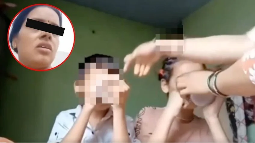 Momento en que la mujer dio una sustancia tóxica a sus hijos.