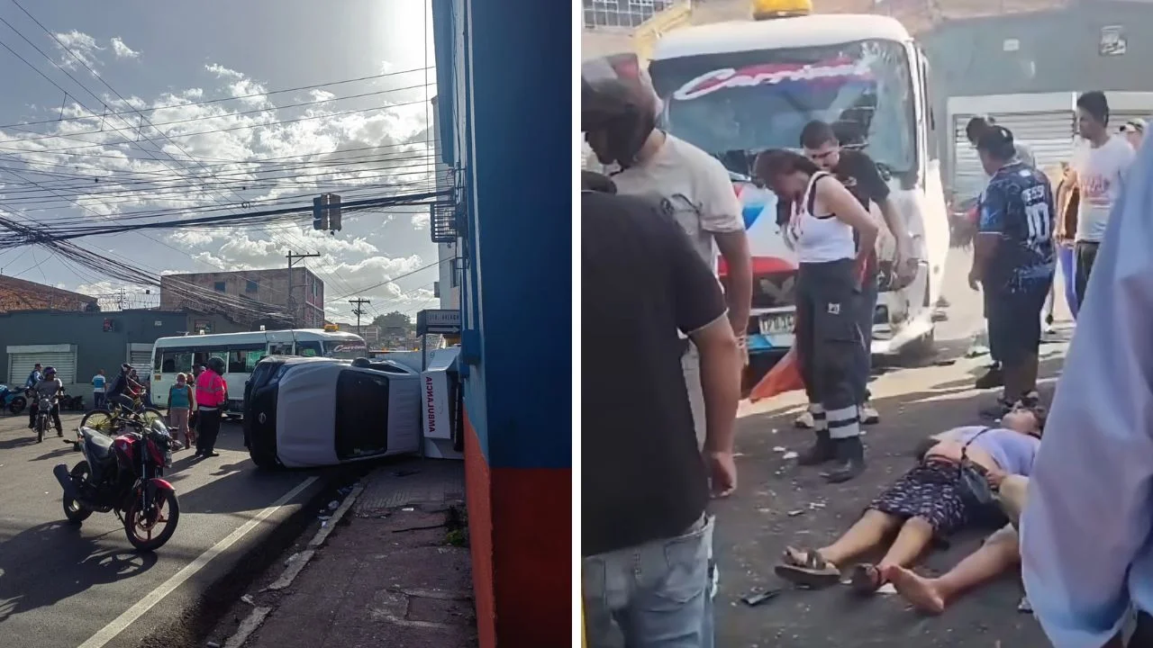 Imagen de Accidente vial deja varios heridos tras volcar ambulancia en Comayagüela