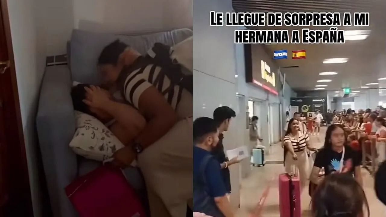 Hondureña sorprende a su hermana en España tras tres años sin verse Imagen de Hondureña sorprende a su hermana en España tras tres años sin verse