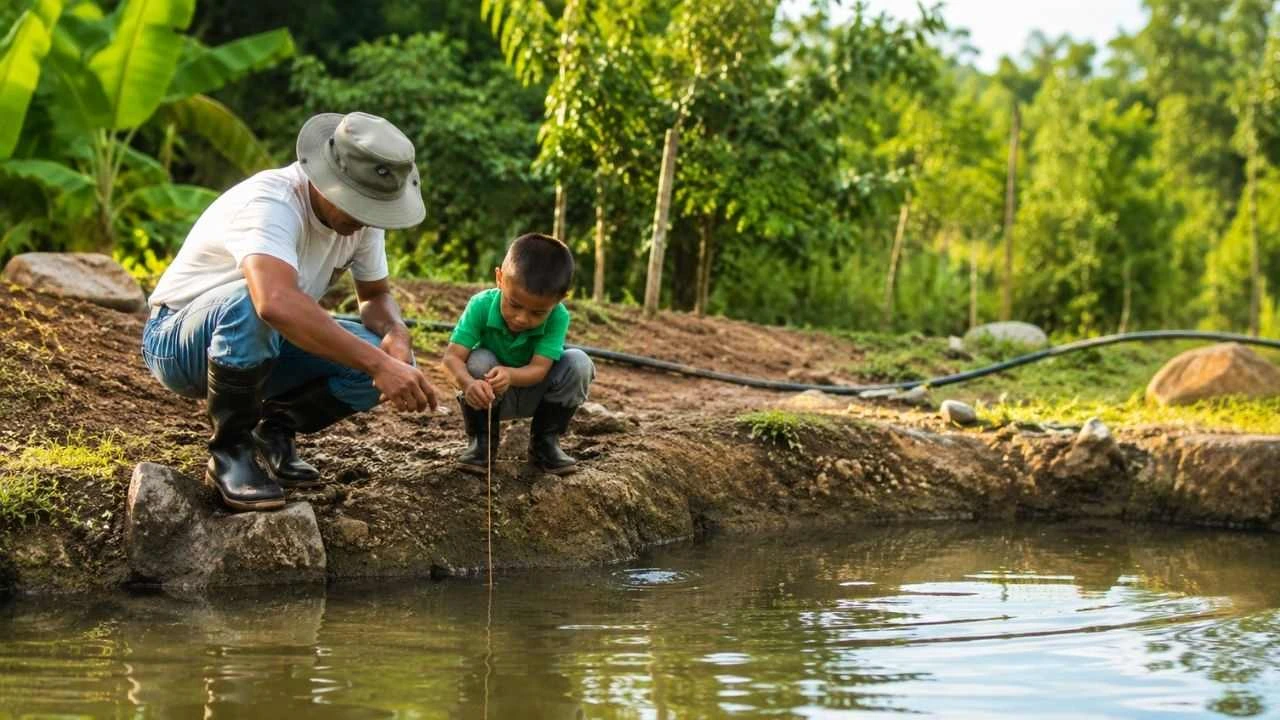 Ahí donde la sequía golpea, Juan encontró comida en un estanque Imagen de Ahí donde la sequía golpea, Juan encontró comida en un estanque