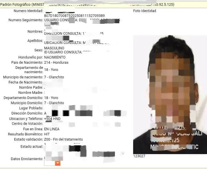 informe del capturado por ser el sospechoso de ejecutar la masacre en Olanchito, Yoro