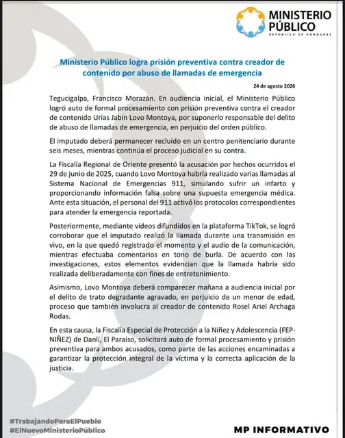 Comunicado del MP