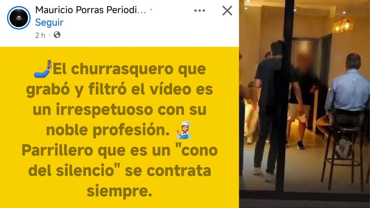 Publicaciones sobre el video filtrado del Churrasquero de Santa Cruz.