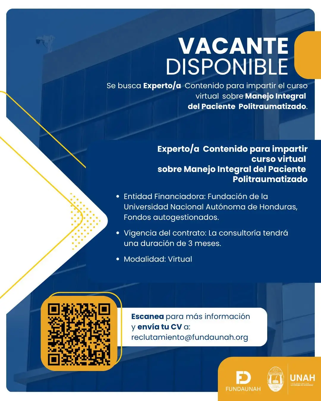Plaza de trabajo en FUNDAUNAH