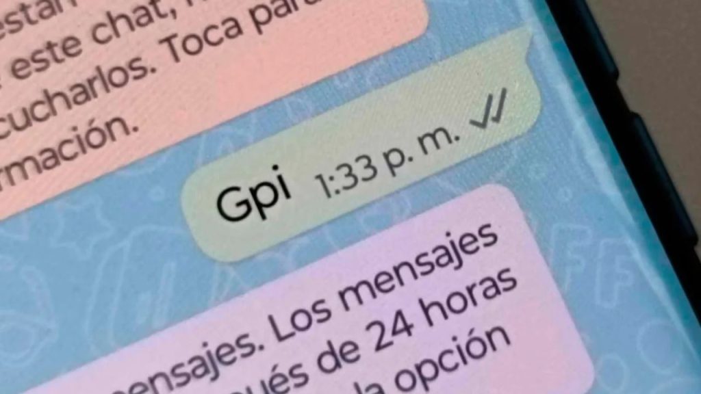 Un mensaje enviado por whatsapp que dice Gpi.