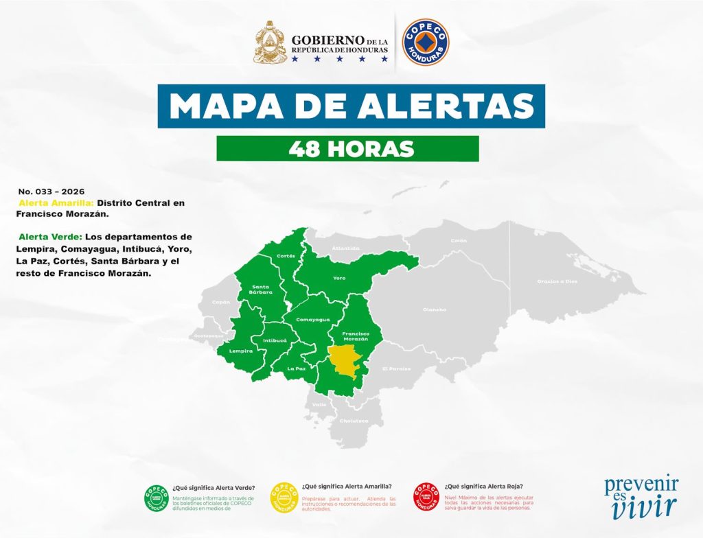 mapa honduras verde alerta