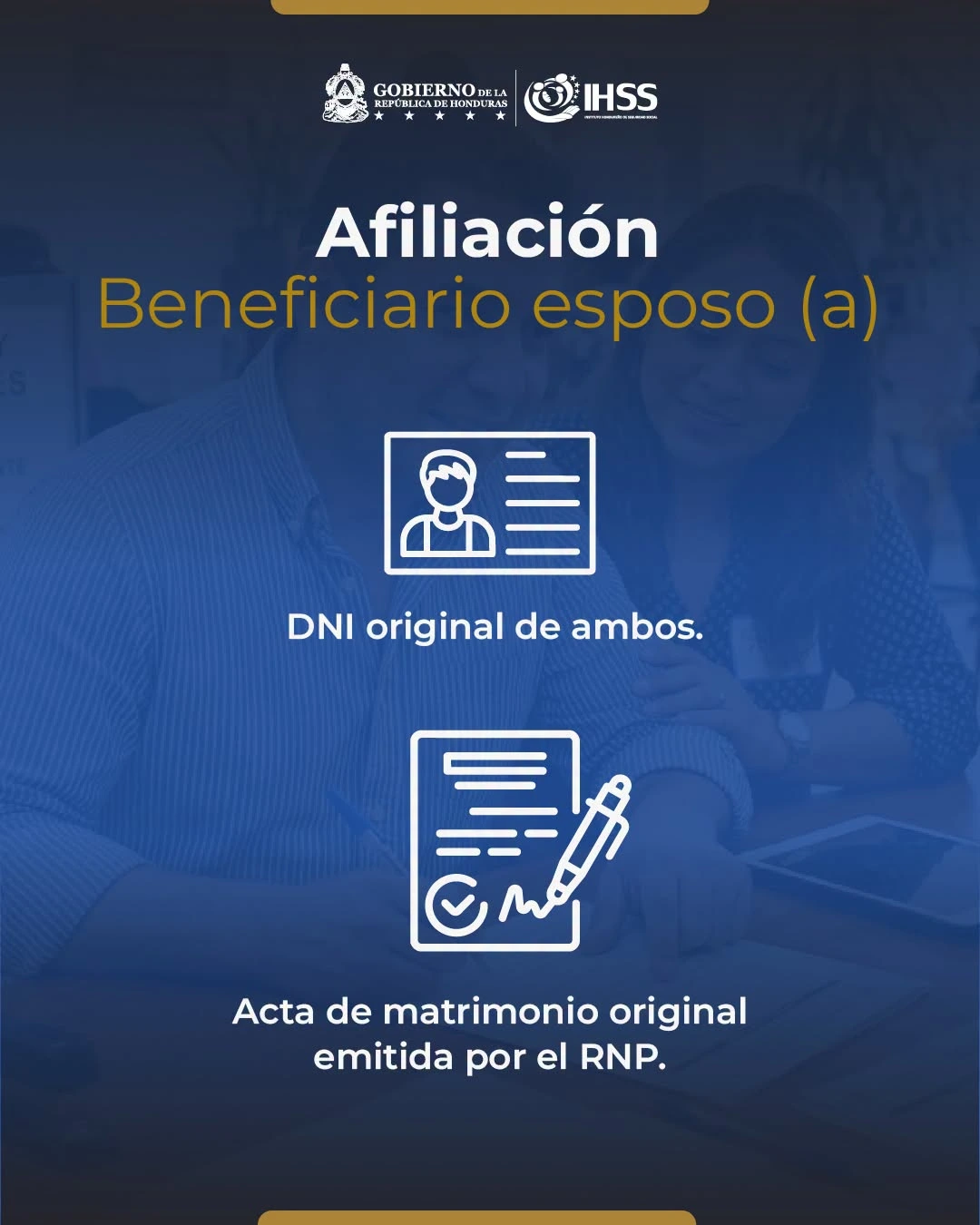 Requisitos para afiliar a pareja al IHSS
