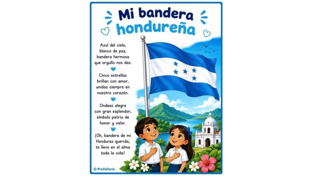 Niños observan la bandera con orgullo de ser catrachos.