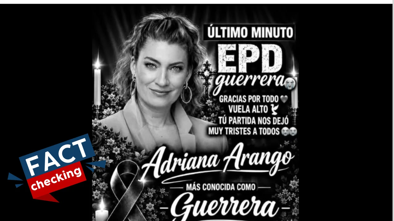 Foto de los falsos rumores que circulan en redes de la supuesta muerte de Adriana Arango, actriz colombiana