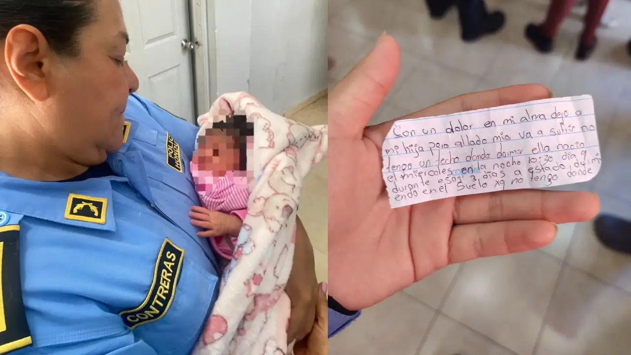 Bebé dejada con un mensaje en la Ermita de Suyapa