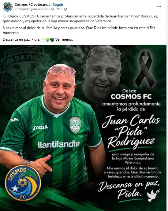 Mensajes de pesar por la muerte de Piola
