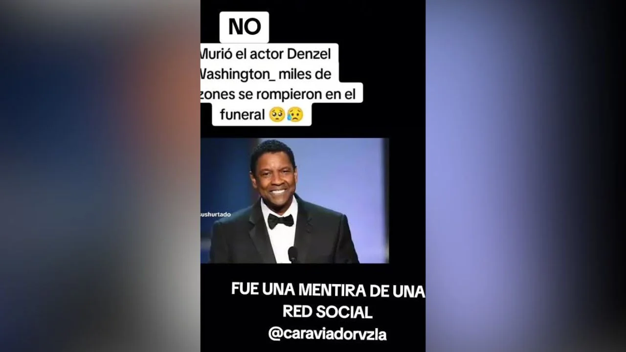 Publicación sobre la noticia falsa sobre la muerte de Denzel Washington