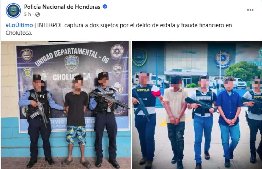 Detenidos por estafa en Choluteca