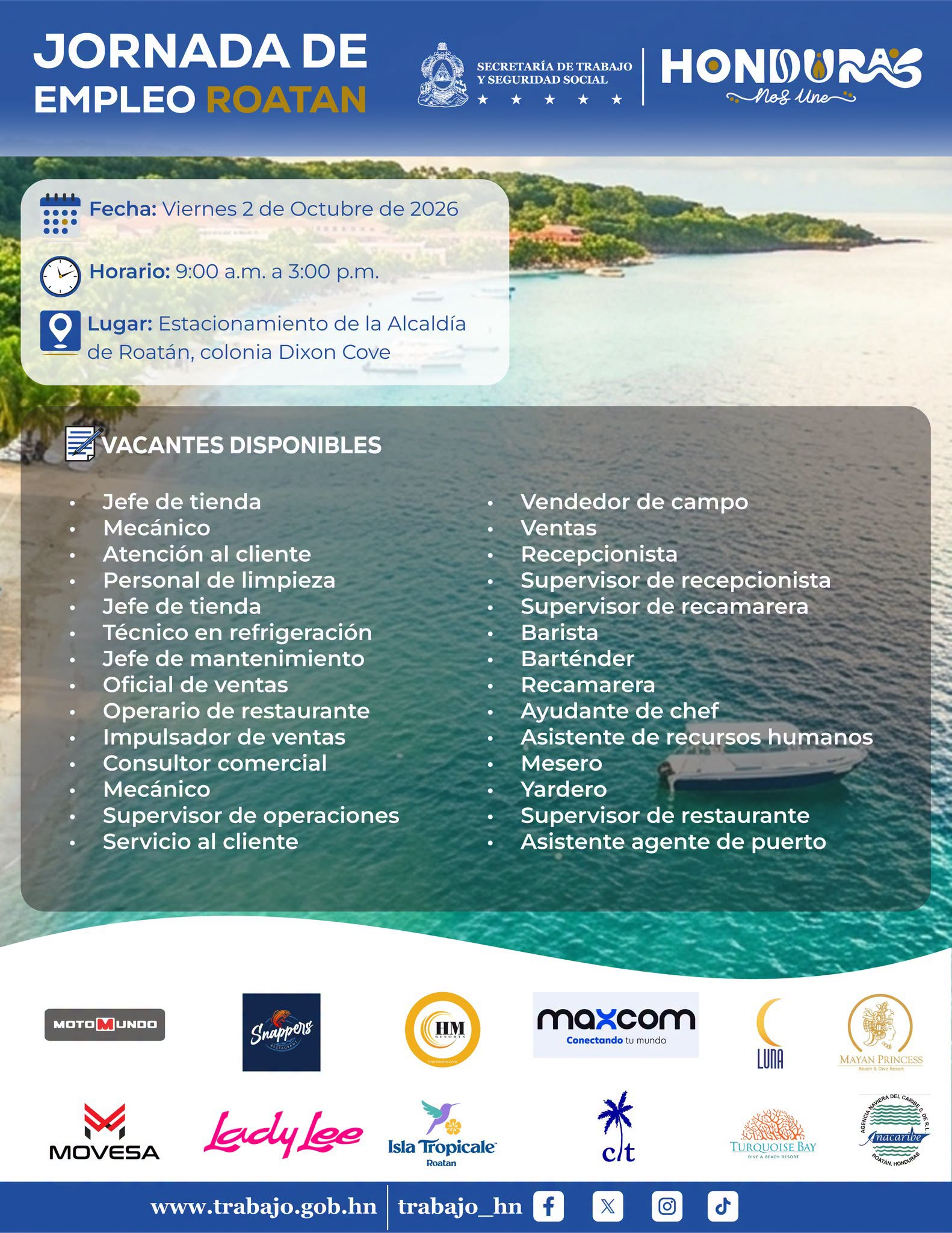feria de empleo en Roatán