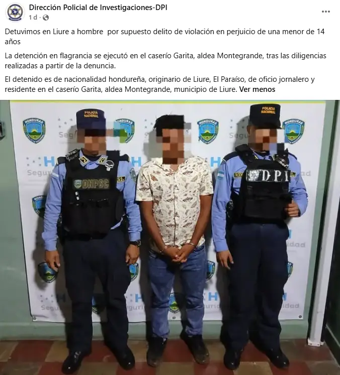 Menor acusa a hombre de abusarla en El Paraíso