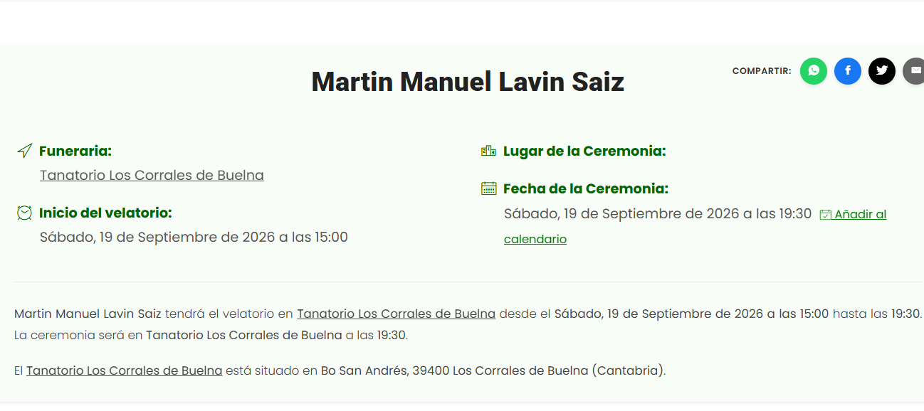 Martín Lavín esquela