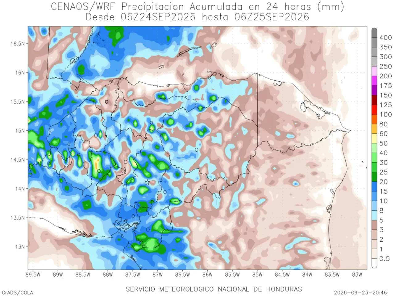 Mapa de lluvias por departamento