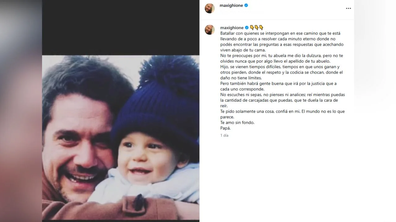 Publicación de Instagram de Maxi Ghione.