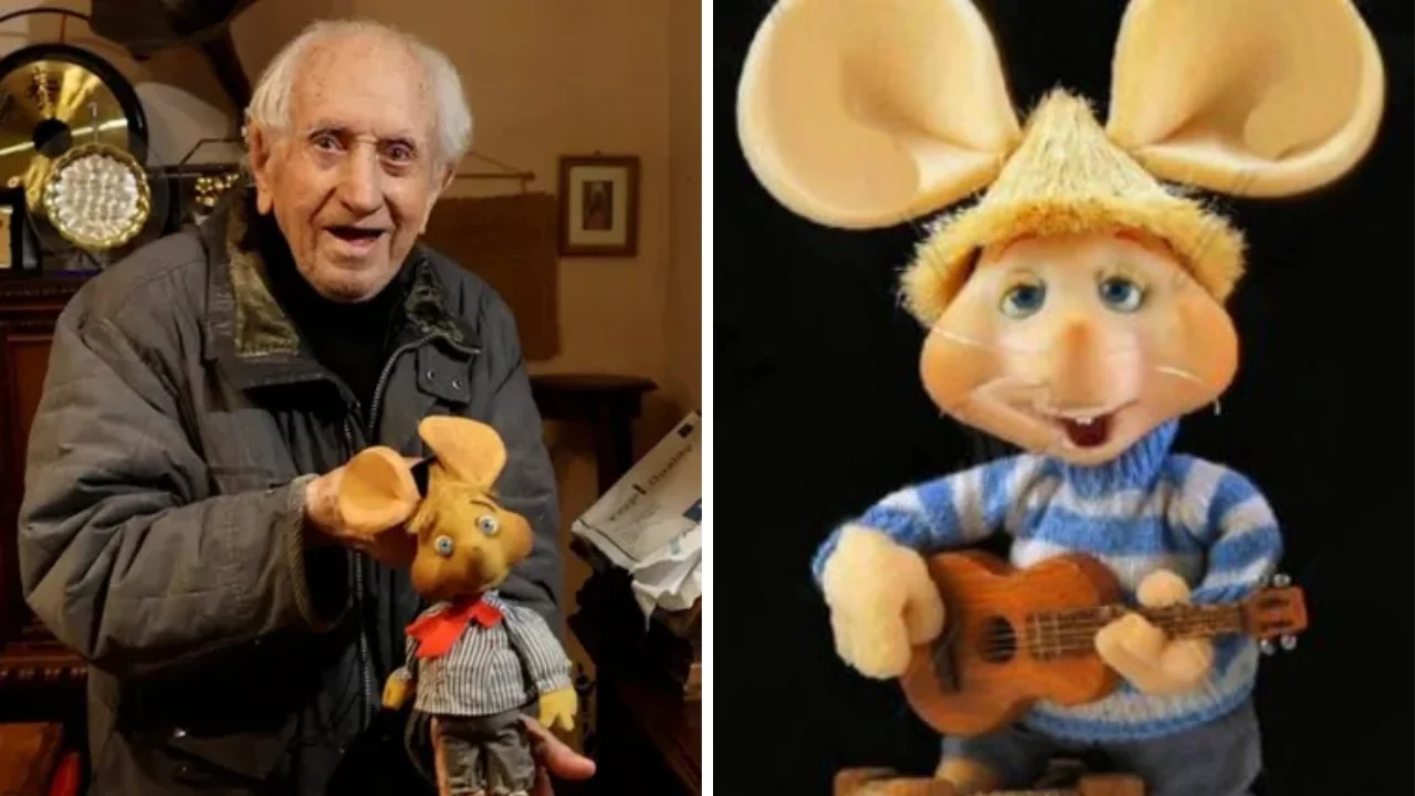 Collage de fotos de Peppino Mazzullo dio voz a Topo Gigio