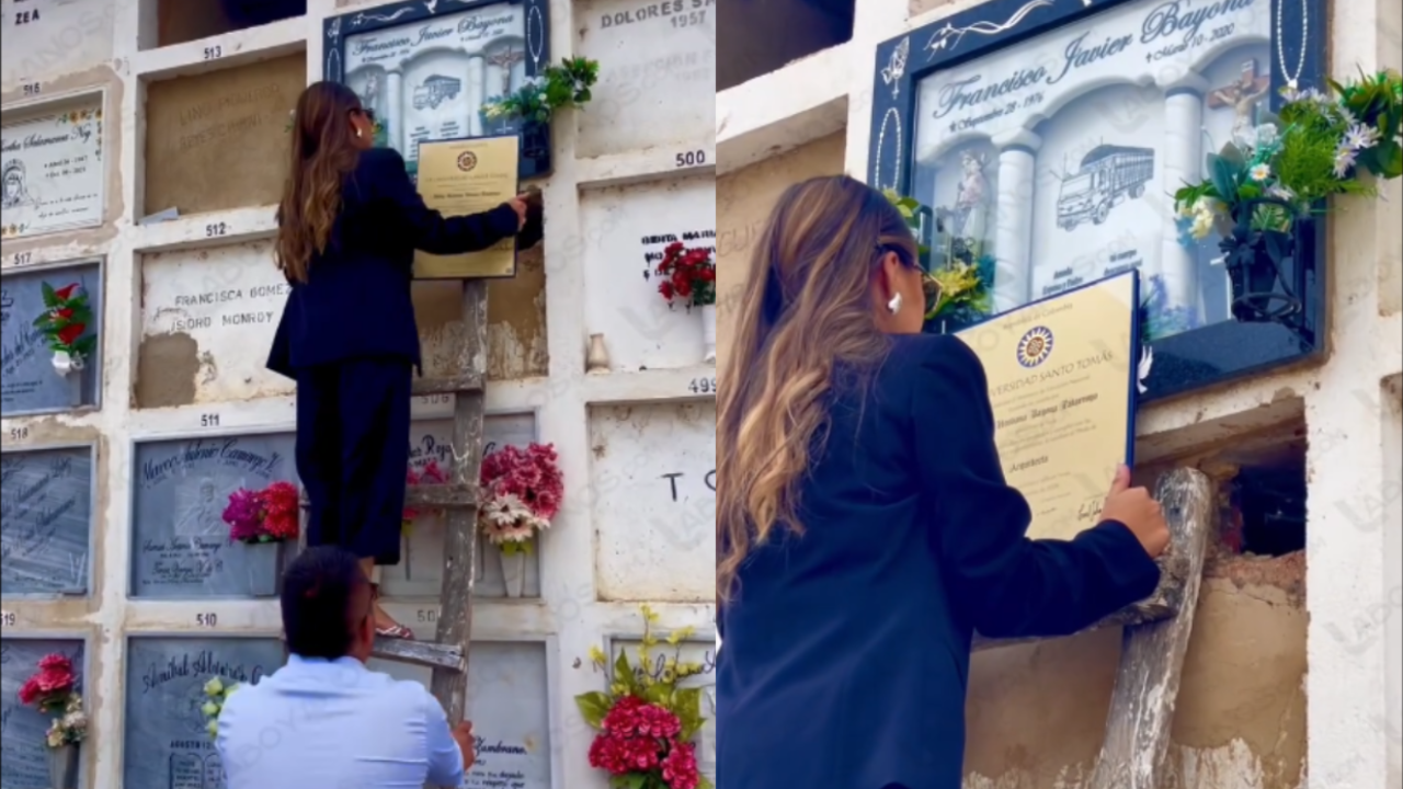 'Papi, lo logramos': se gradúa de arquitecta y lleva diploma a tumba de su padre Imagen de 'Papi, lo logramos': se gradúa de arquitecta y lleva diploma a tumba de su padre