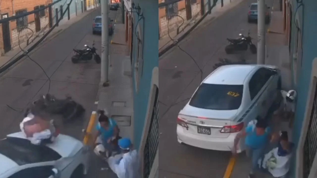 Vídeo: Madre e hija se salvan de ser atropelladas por taxi fuera de control en Comayagua Imagen de Vídeo: Madre e hija se salvan de ser atropelladas por taxi fuera de control en Comayagua