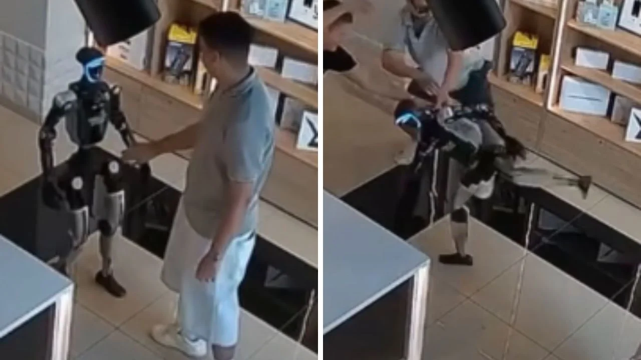 ¡Terminator! Robot ataca a hombre en una tienda Imagen de ¡Terminator! Robot ataca a hombre en una tienda