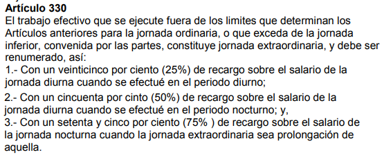Código de Trabajo de Honduras, artículo 330