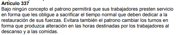Código de Trabajo de Honduras, artículo 337