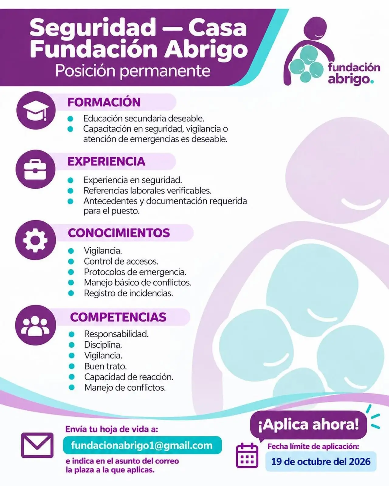 detalles de la oferta de trabajo en Fundación Abrigo