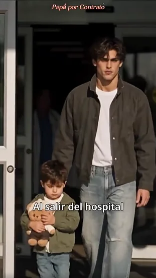 Mateo saliendo del hospital junto a Marco