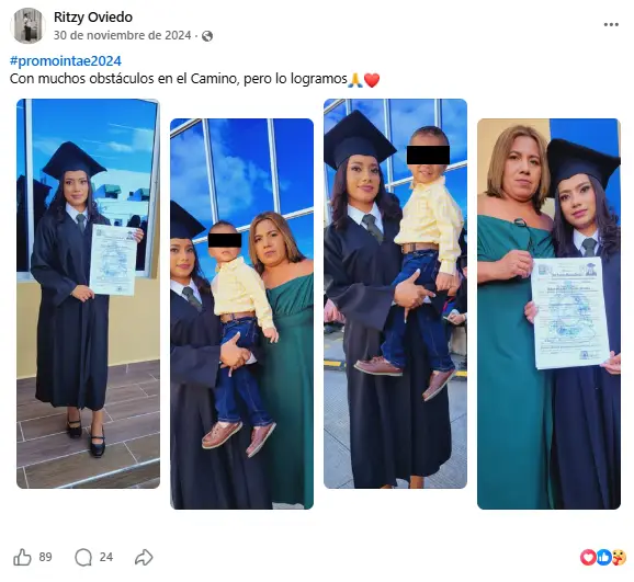 Posteo de Ritzy Oviedo, joven madre que murió por sospechas de dengue en Choluteca
