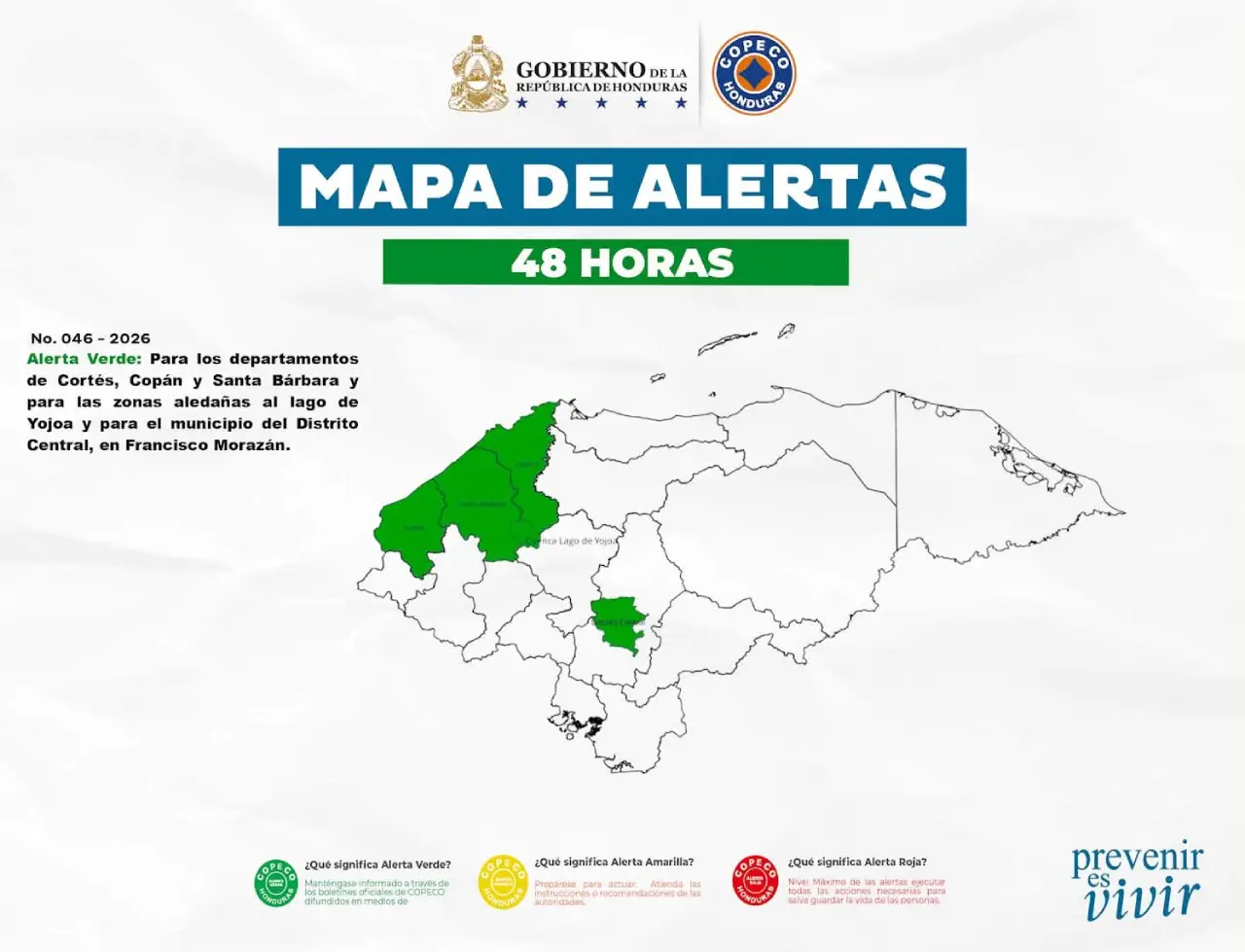 Mapa de alerta verde en Honduras