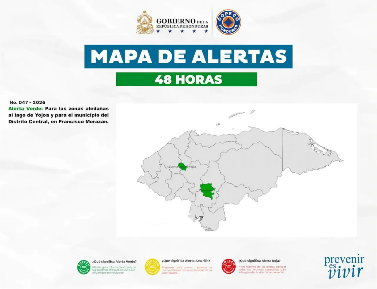 Alerta verde en el Distrito Central y Lago de Yojoa