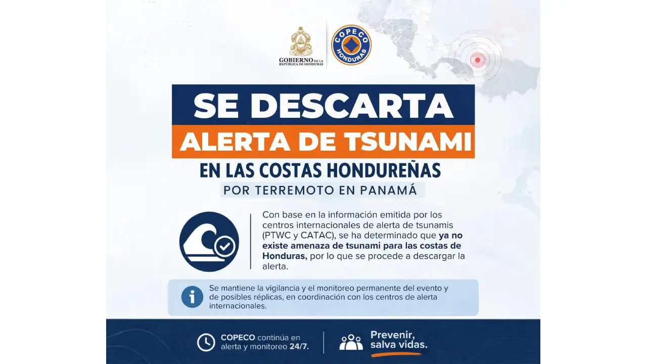 Boletín emitido por Copeco.
