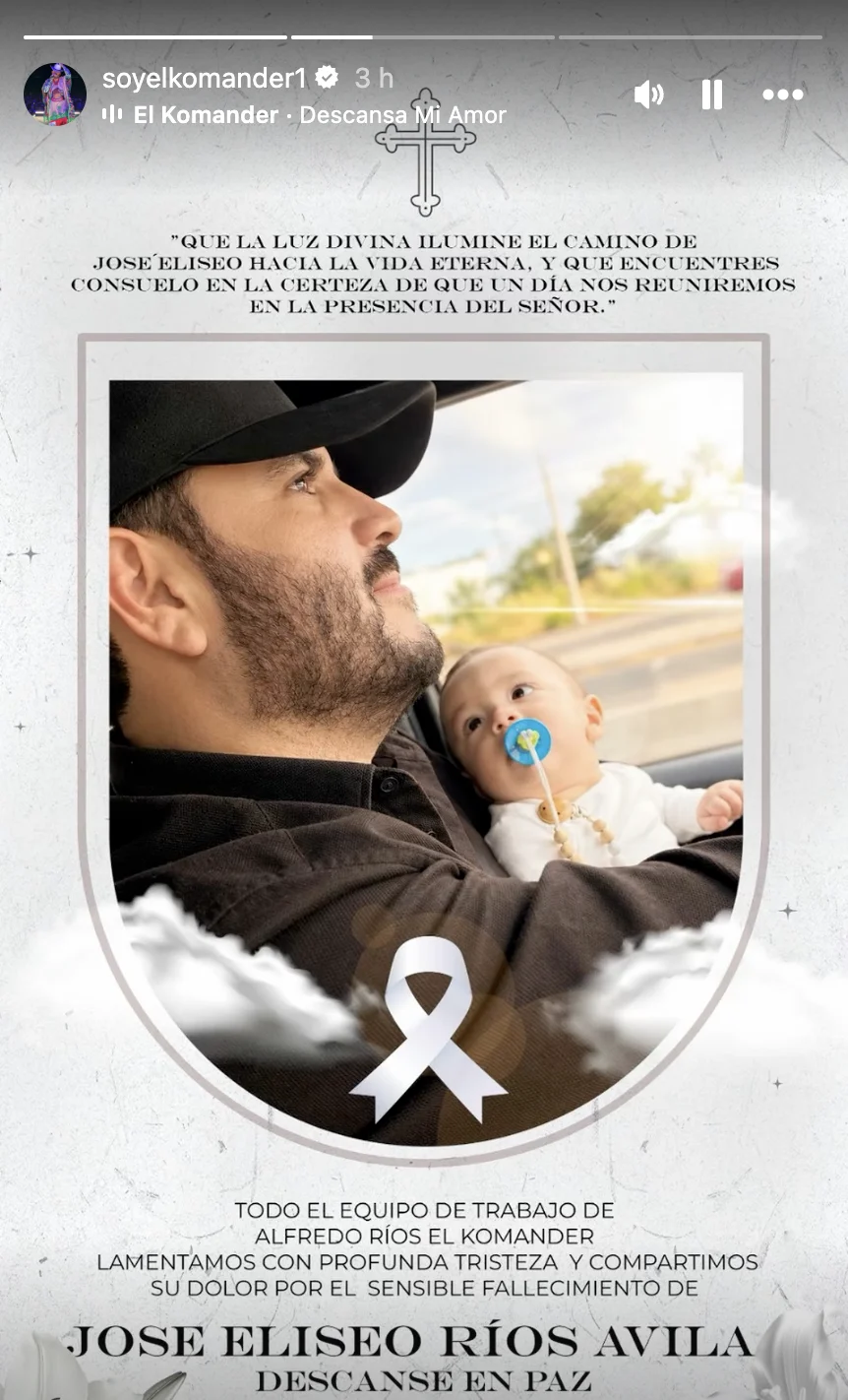 Anuncio de la muerte del hijo de El Komander