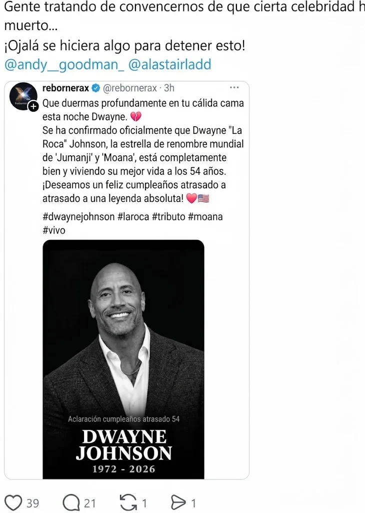 Es verdad que Dwayne Johnson murió