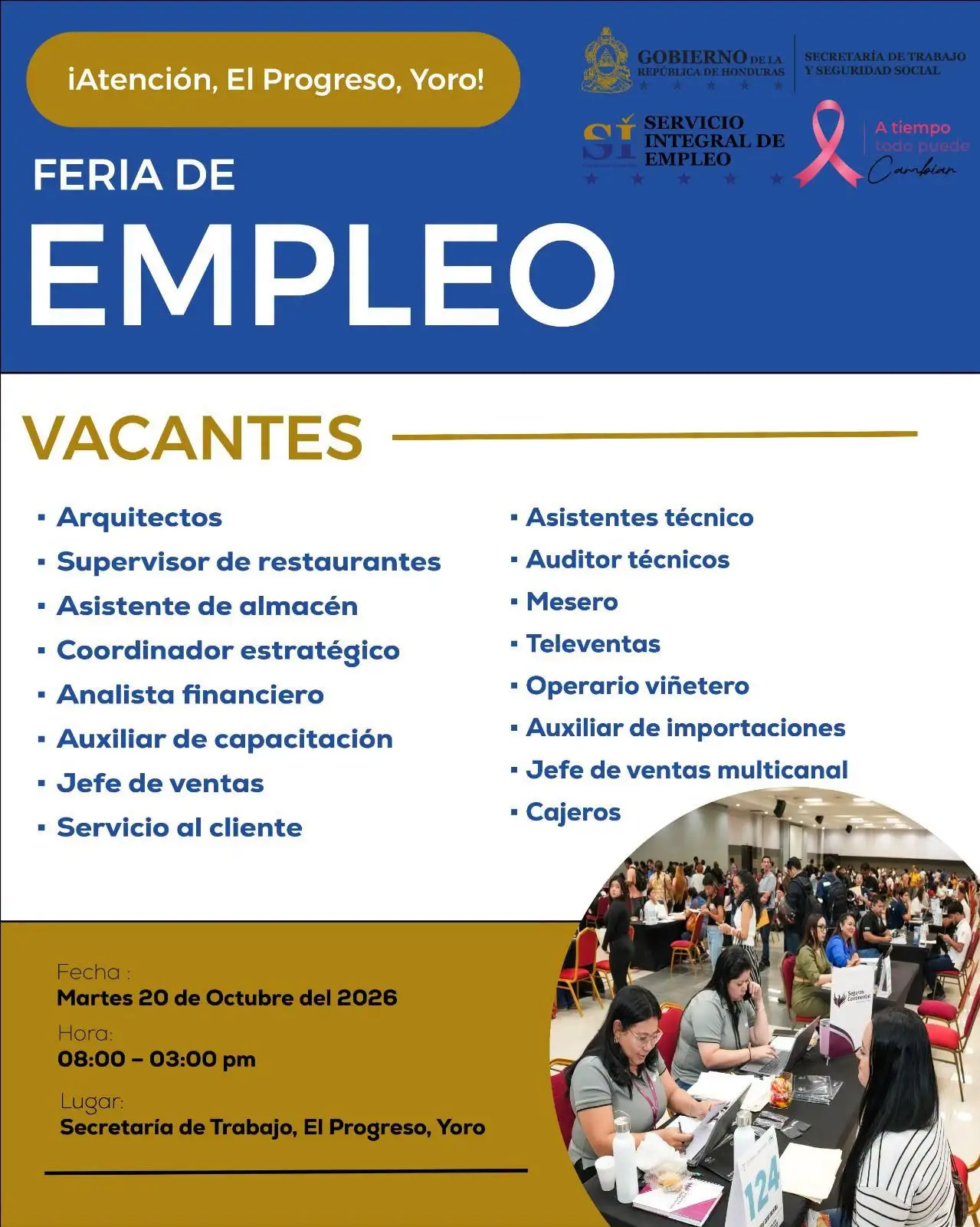 Imagen de la jornada de empleo en El Progreso, Yoro