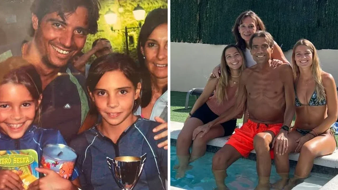 Foto de Gustavo Oliva con su esposa e hijasz