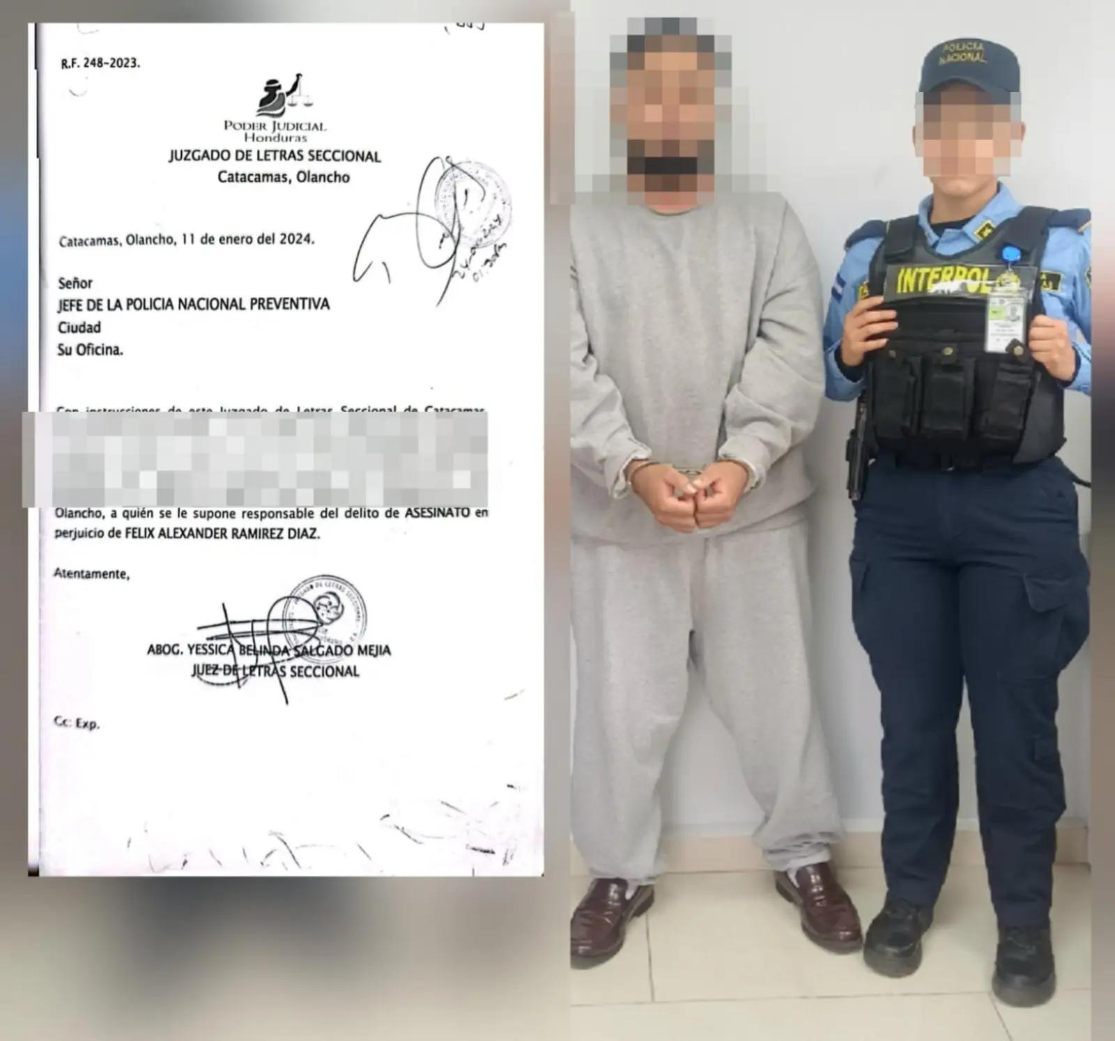 Foto de uno de los tres hondureños tras ser deportados de Estados Unidos