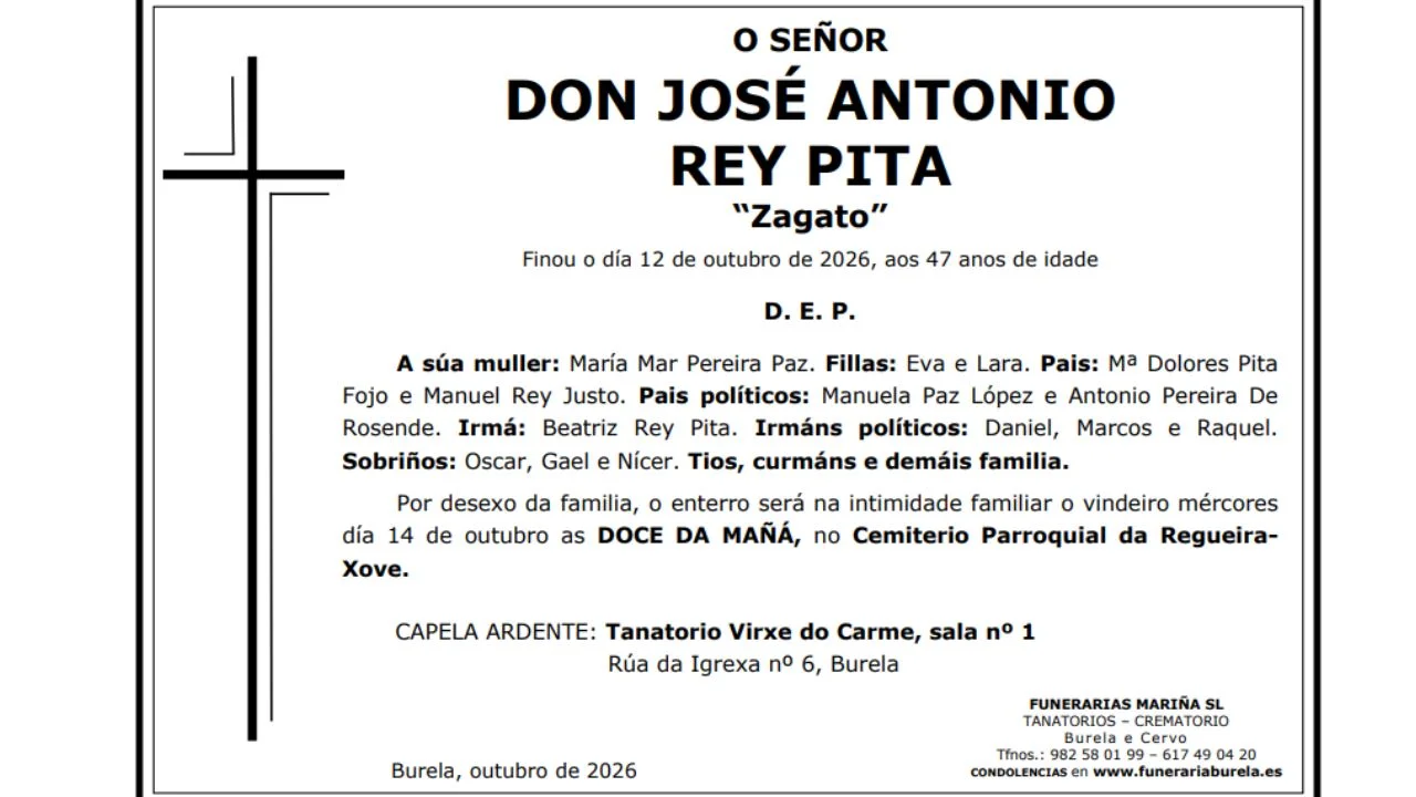 José Antonio Rey Pita esquela
