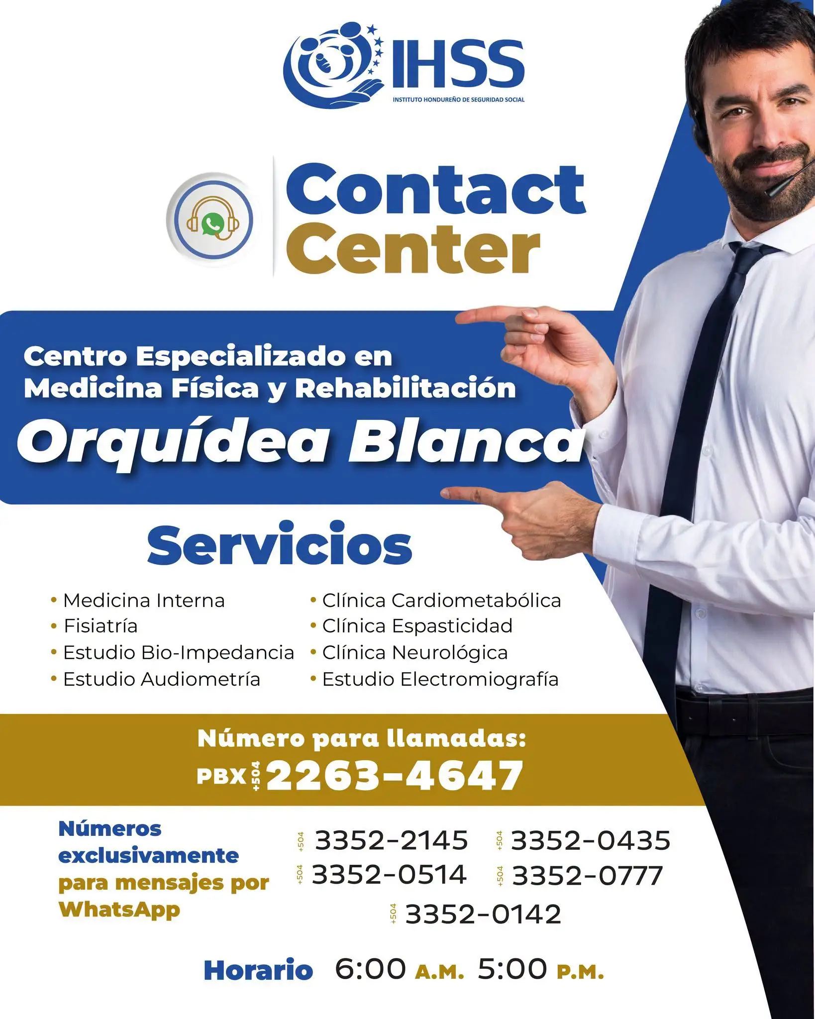 Imagen del IHSS sobre los números de atención San Pedro Sula