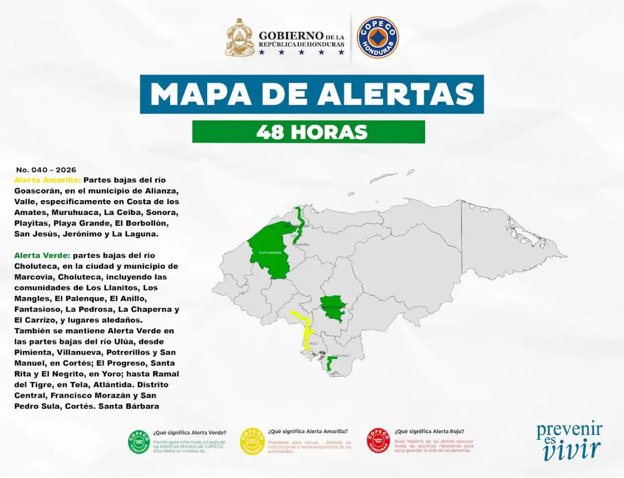 Mapa de alertas en Honduras