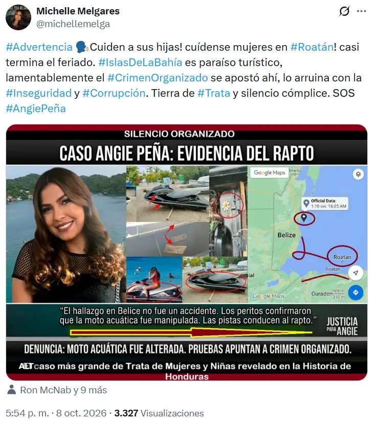 Mensaje de Michelle Melgares, madre de Angie Peña