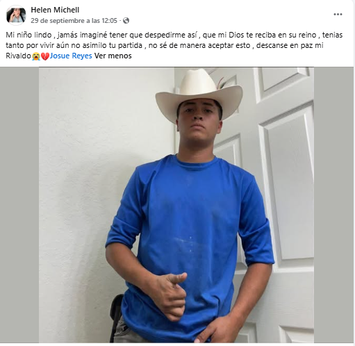 Captura de Facebook de mensaje de amiga de hondureño que murió ahogado en Florida